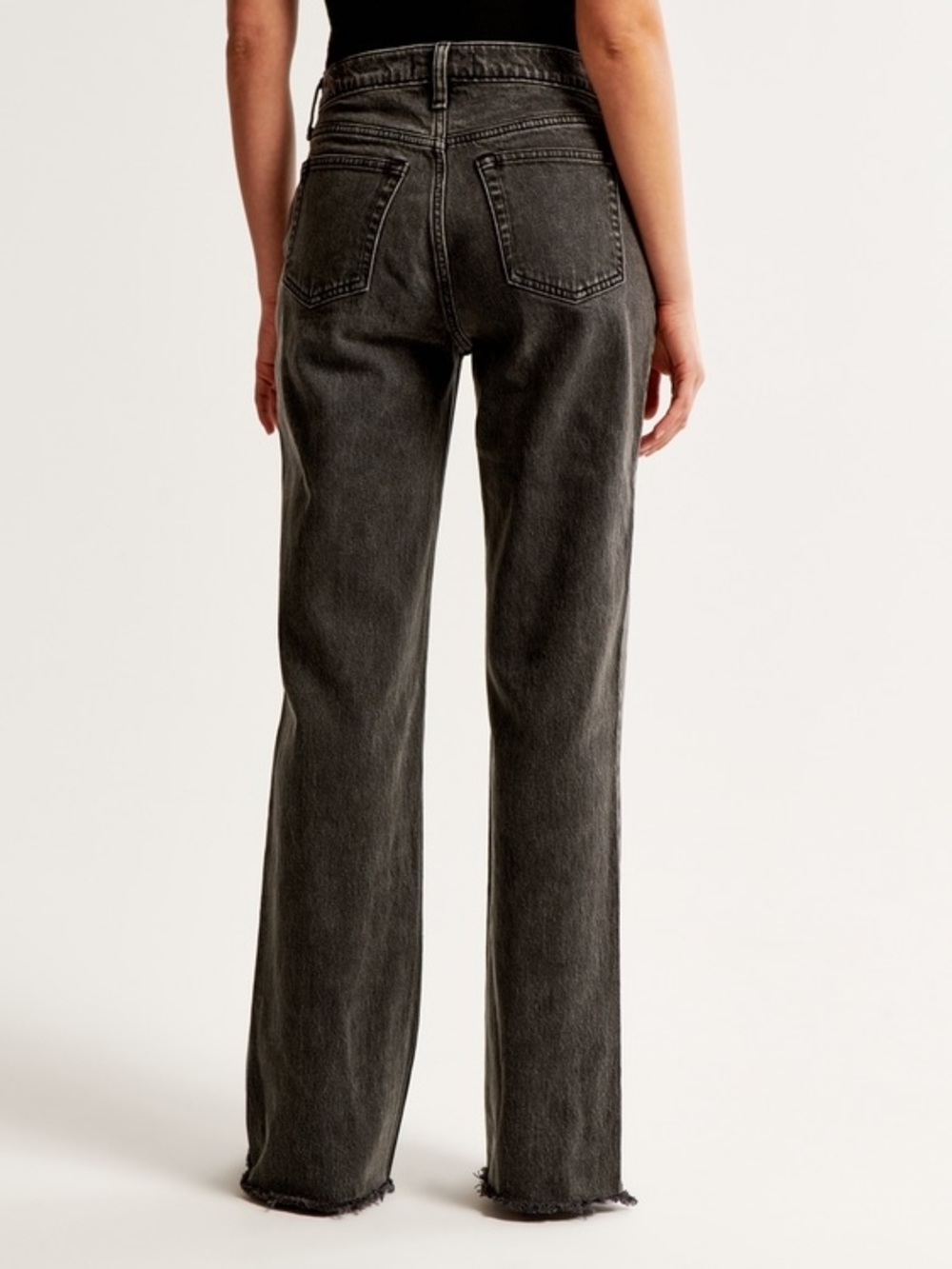 Abercrombie & Fitch Curve Love Baggy Low Rise Black Wash Jeans 33 L